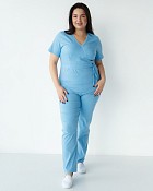 Медицинский костюм женский Рио голубой +SIZE